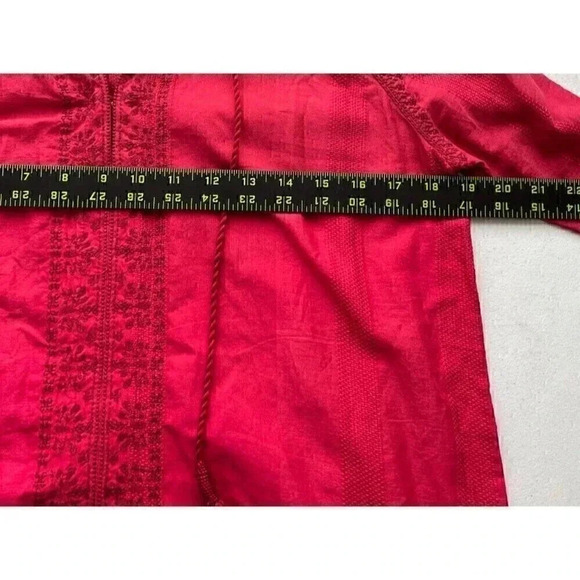Madewell Women's Top Size XXS Red Embroidered 3/4 Sleeve Tassel Holiday - Picture 10 of 11